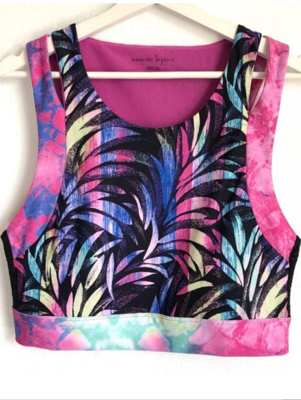 Nanette Lepore Colorful Fireworks Athletic Bra/Crop Top Size XL